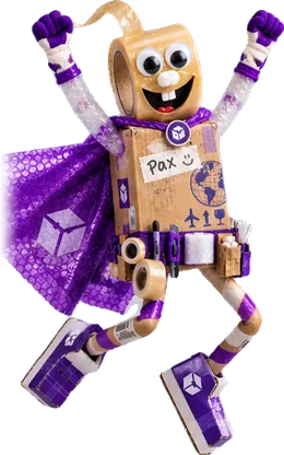 Pax, BoxTrack’s helper, jumping for joy
